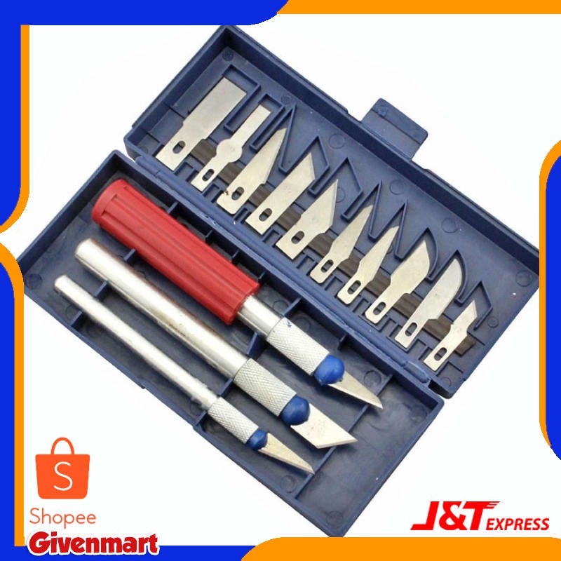 

Set Alat Pisau Ukir Seni 13 in 1 Crafting Art Knife with 3 Handle