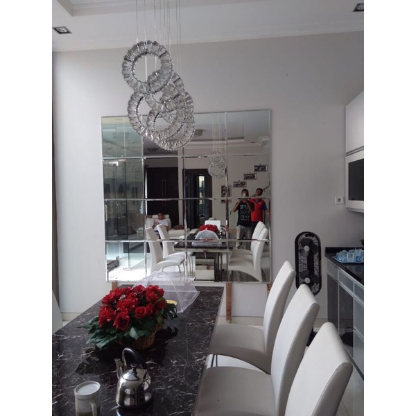 kaca cermin bevel ukuran 30 x 30cm