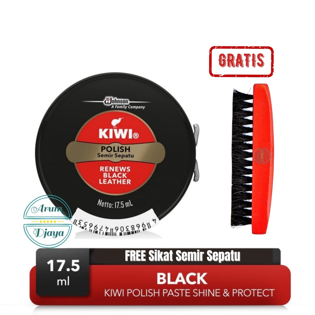 Kiwi Semir Sepatu Hitam - Kiwi Paste SP Shoe Polish Black 17.5mL FREE Sikat Semir