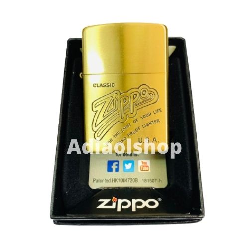 Zippo Gold Kuningan Denting 1x Grade Original Motif Miring