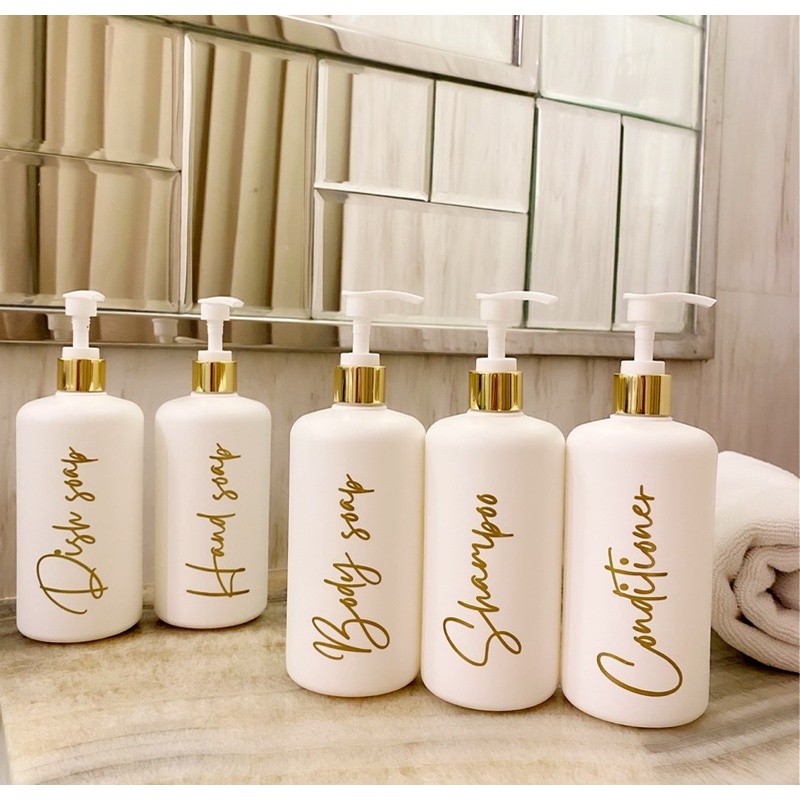 botol glossy gold edition. aesthetic bottle minimalist refill organizer tempat sabun cair botol pump