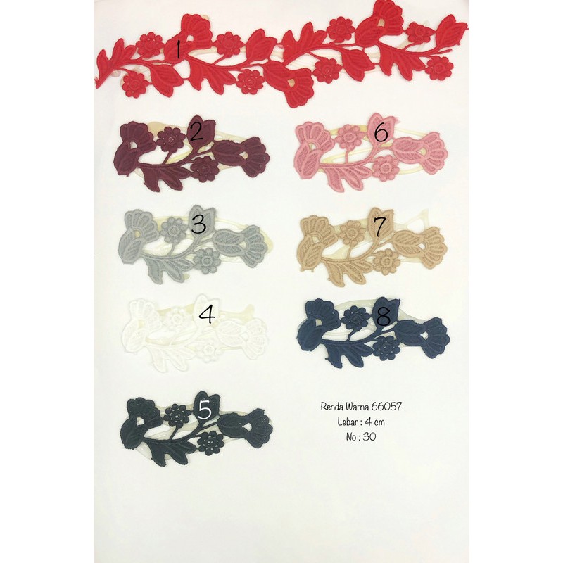 Renda Warna 66057, Renda Baju, Renda Bordir, Renda Giper, Renda Katun, Lebar 4 cm