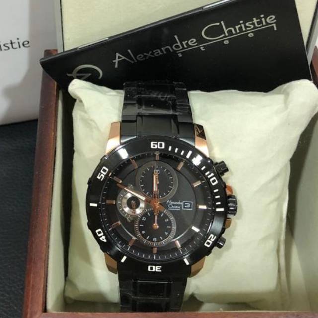 Alexandre Christie AC 6473 Rose Glod Black Ladies