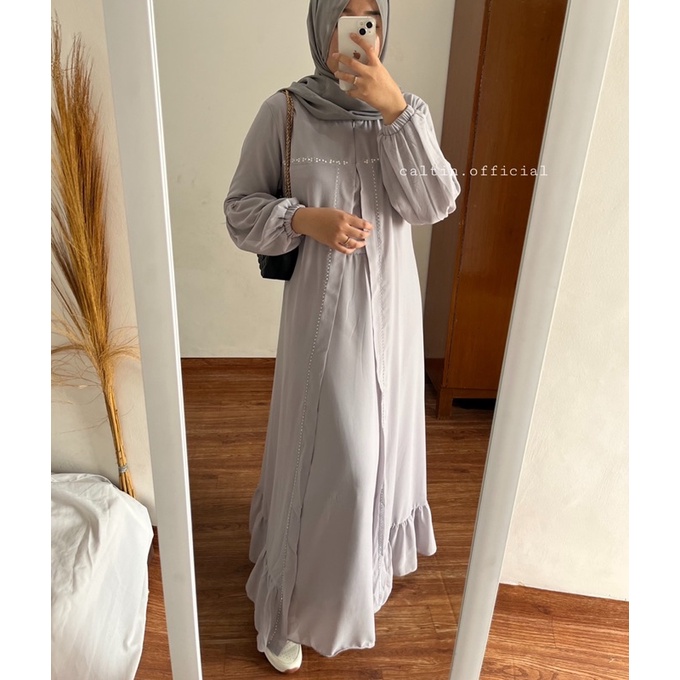 ABAYA DRESS SWAROVSKI CERUTI Busui PREMIUM UMroh haji  FULL FURING TILE maxi dress arab turki