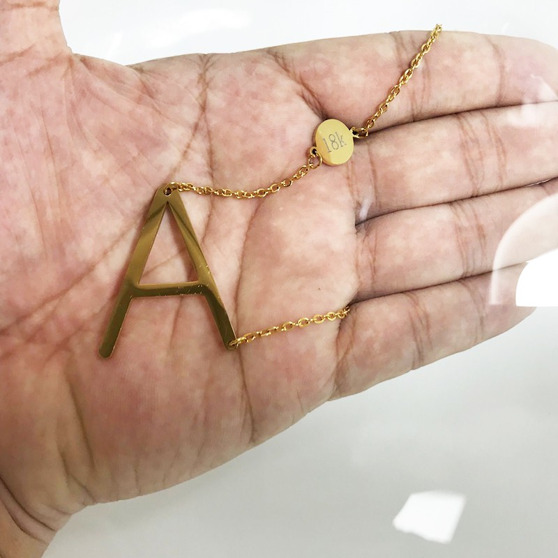{18K Style}100% Kalung 18K Emas Alfabet Bahasa Inggris Liontin