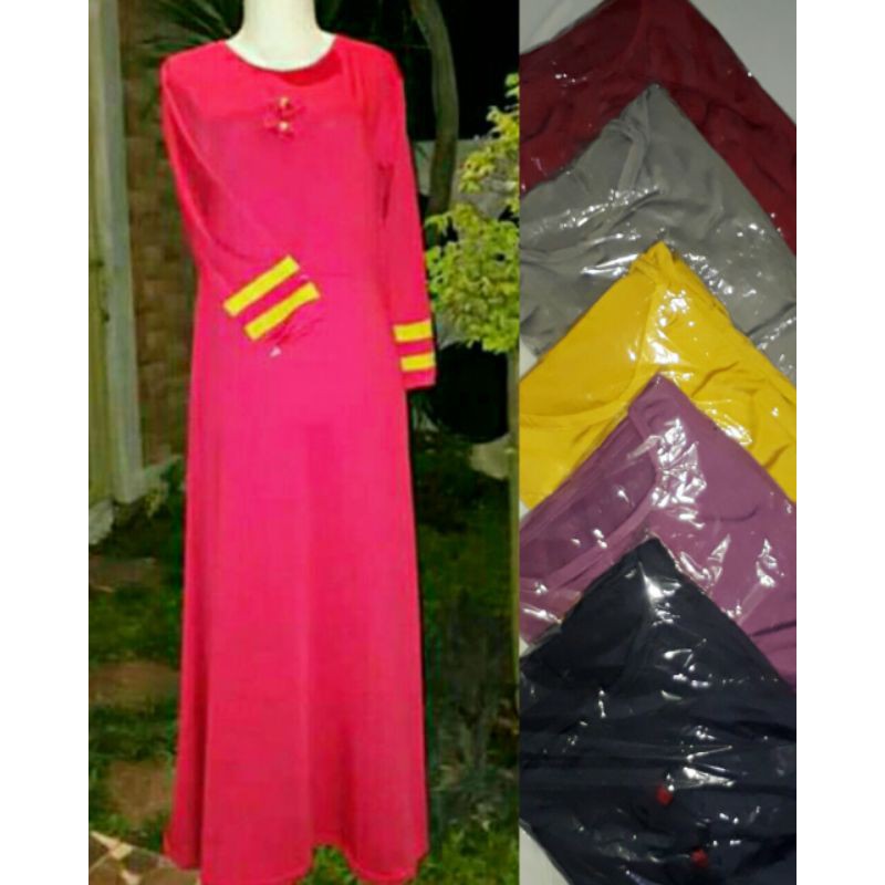 gamis jersey polos kombinasi