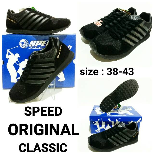 Sepatu sekolah dewasa full black Speed original Classic sepatu sekolah hitam murah dan baru