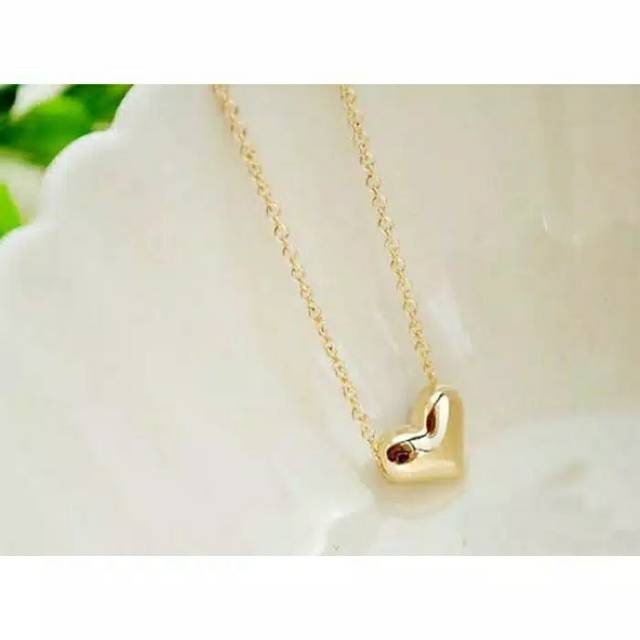 CC (ACC42) Kalung Hati Heart Chain Necklace (Kalung Aksesoris Fashion Simple Hati / Love Emas Gantung)