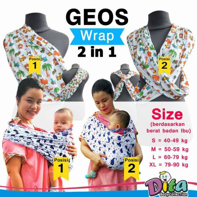 BISA TUKAR SIZE Geos Wrap 2in1 Motif geos Kaos gendongan Wrap instan BABY WRAP SIMPEL