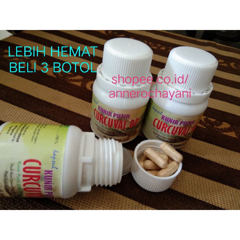Kunir putih Curcuval DP original Prof Dwiyati /kunyit putih kapsul (paket 3 btl ) lebih hemat . Agen