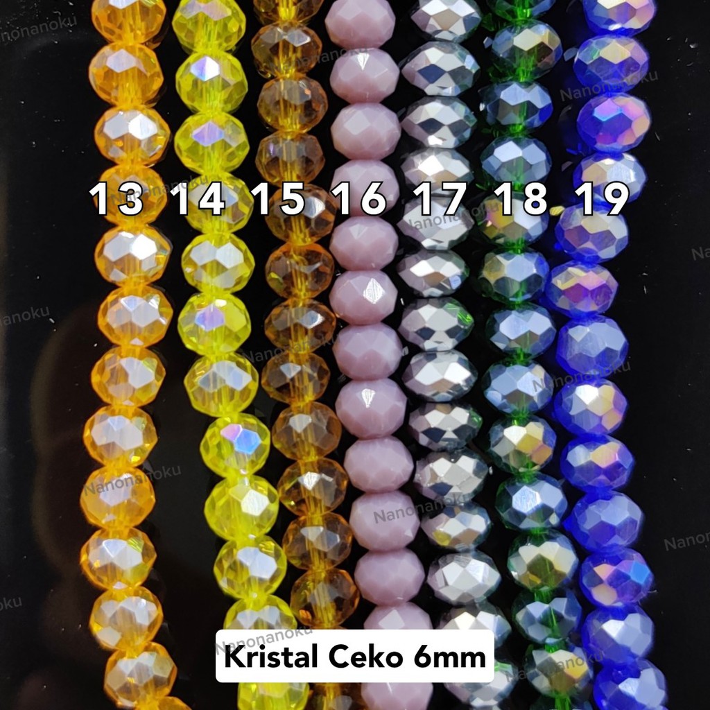 [10 Untai] Kristal Ceko 6 mm Donat/Bakpao Bahan Craft