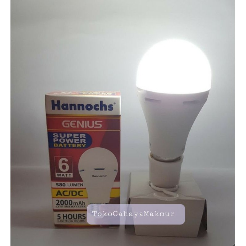 Lampu Emergency LED AC/DC Genius 6w 6watt Hannochs