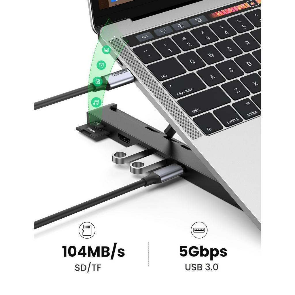 UGREEN Laptop Stand Holder USB HUB Docking Station USB C 4K HDMI TF SD 2 USB 3.0