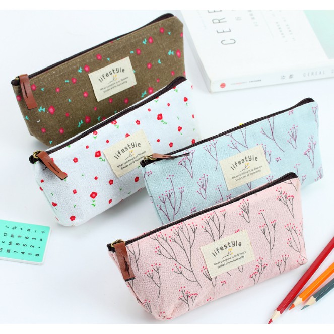 Tempat Pensil Motif BUNGA TABUR FLOWER / Tempat Alat Tulis Unik Gambar Spring Flower Bunga Gugur / Kotak Pensil LifeStyle Life Style Bunga