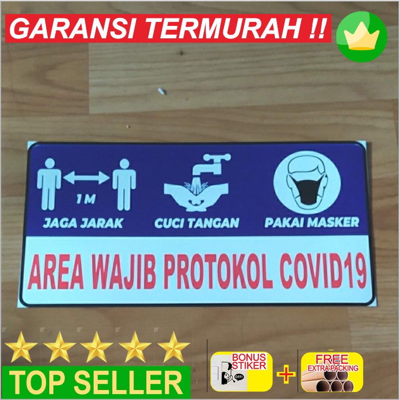 

Grosir Stiker Vinyl Area Wajib Protokol COVID 19 Safety Sign K3 - 20x40cm Keren