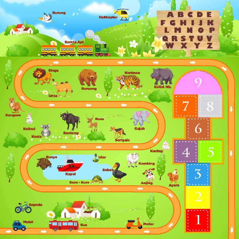 road map + sensory path playmate 2*2m