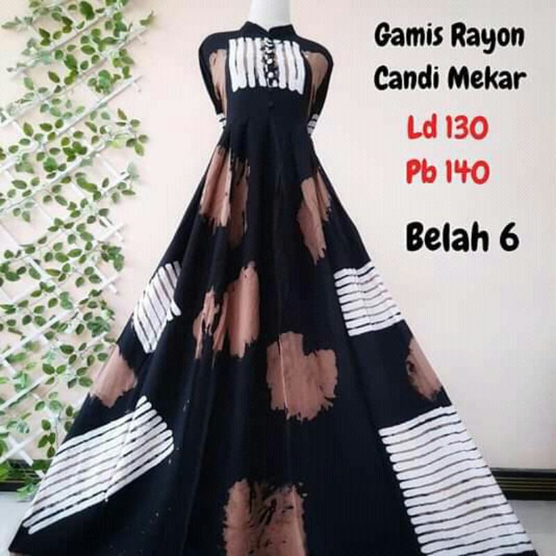 Gamis rayon candi mekarLingkar dada 110cm
Panjang badan 140cm