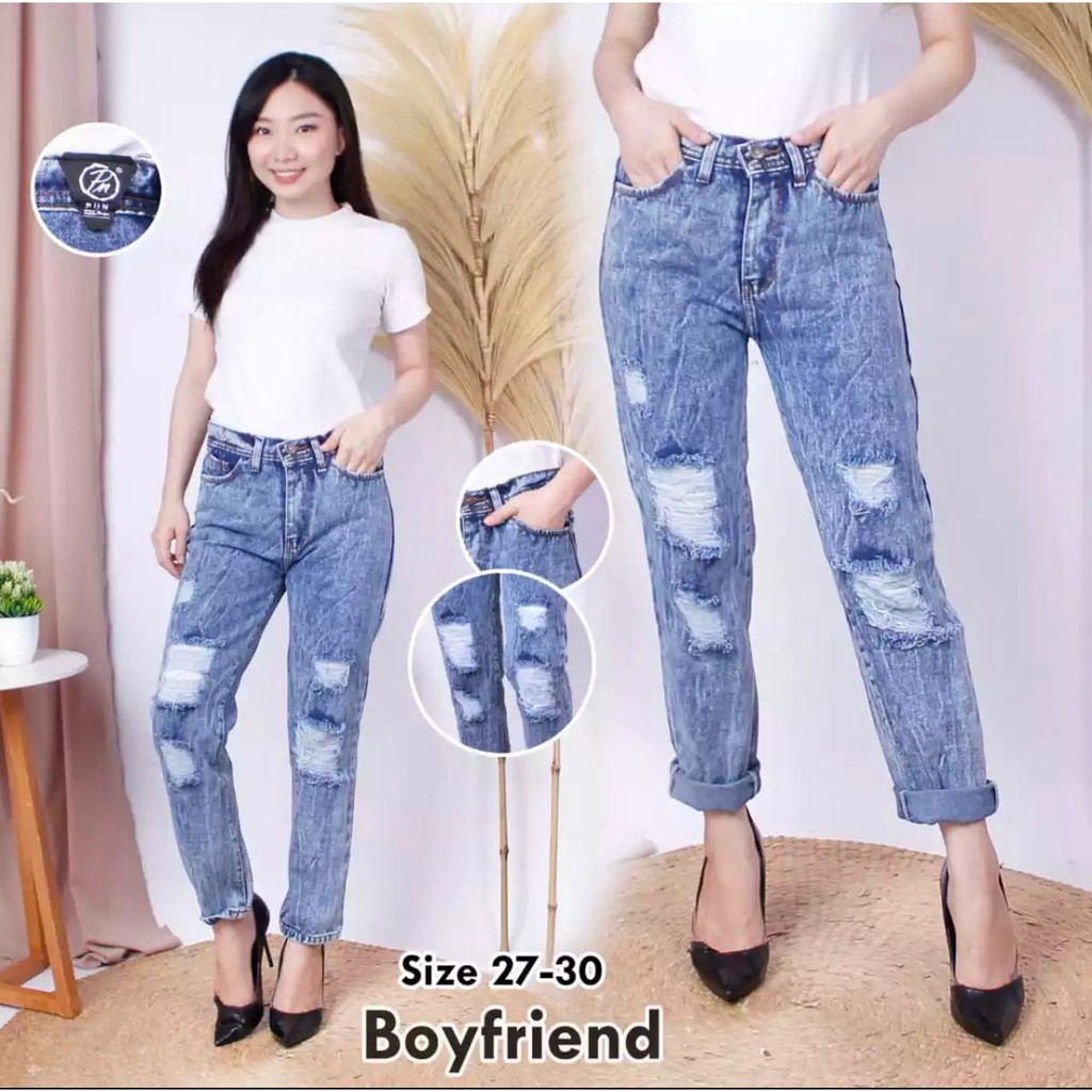 CELANA JEANS BOYFRIEND SOBEK SNOW 27-34 / Divary