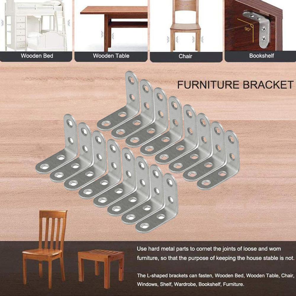 【 ELEGANT 】 Bracket Sudut Besi Stainless Steel Untuk Furniture Cabinet Screens Wall Furniture Link Board Penyangga Rak Penyangga Corner Fastener