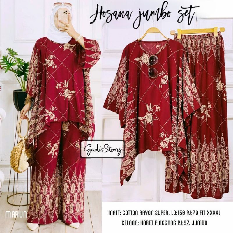 SETELAN JUMBO WAKA ORI RAYON PREMIUM CELANA KULOT BUSUI DAILY SET