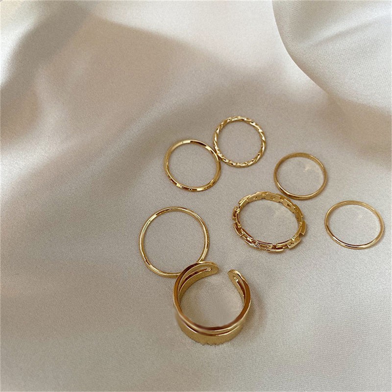 [ACKER] 7pcs/set Aksesori Jari Cincin Bersama Kepribadian Mode Wanita Harian