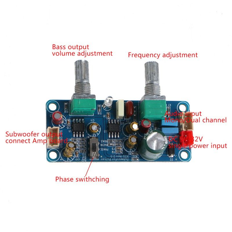 Single Power DC 9-32V Low Pass Filter Bass Subwoofer Pre-AMP Amplifier