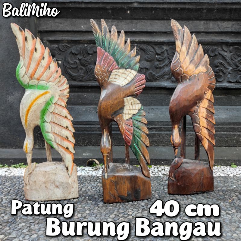 Patung Burung Bangau 40 cm/Patung Bangau/Patung burung Kayu/Patung Bangau Kayu