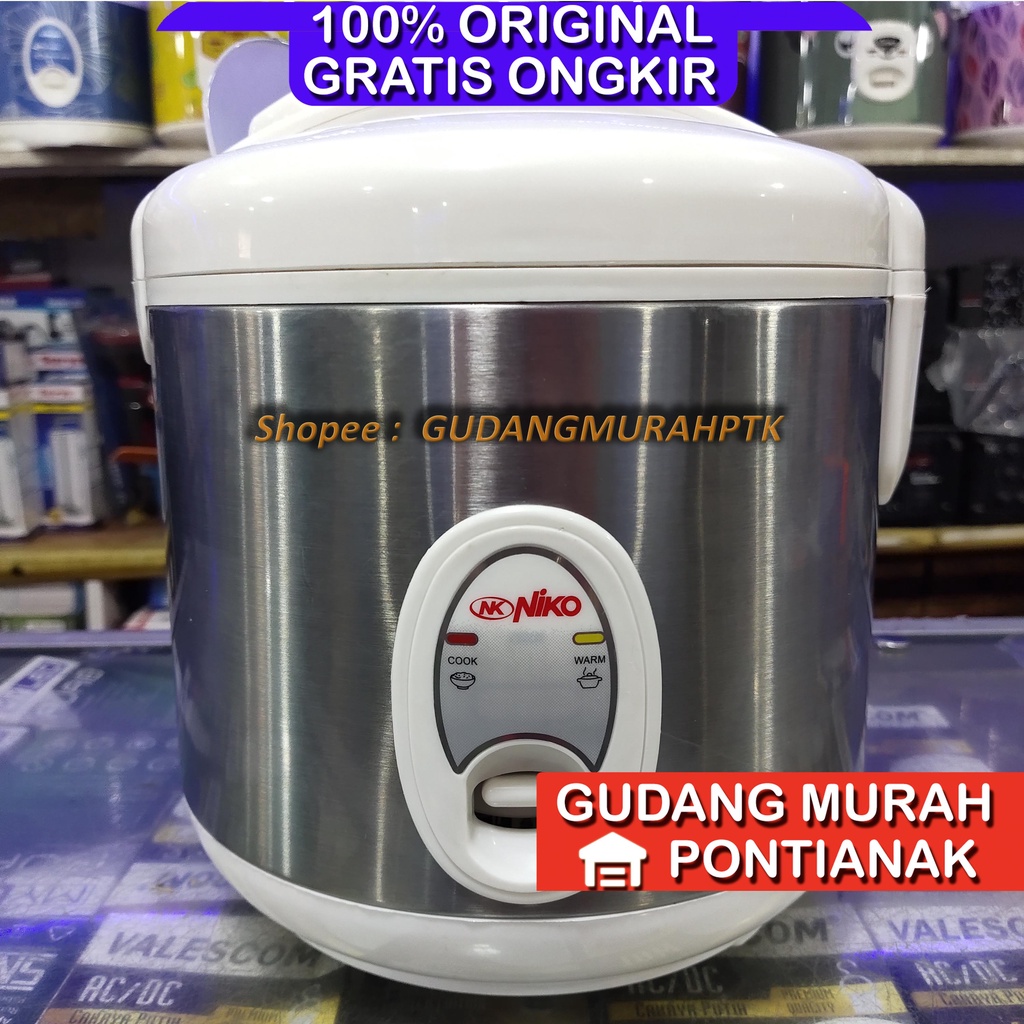 Magic Com niko Motif Silver Putih Polos /Rice Cooker niko NK 12 / penanak nasi 1,2 Liter serbaguna memasak sekaligus menghangatkan