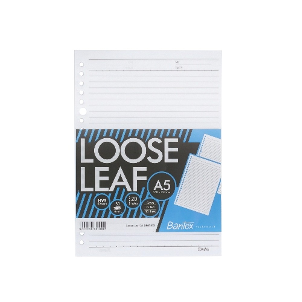 

Bantex Loose Leaf Paper 80 gsm 50 Sheets A5 8601 00
