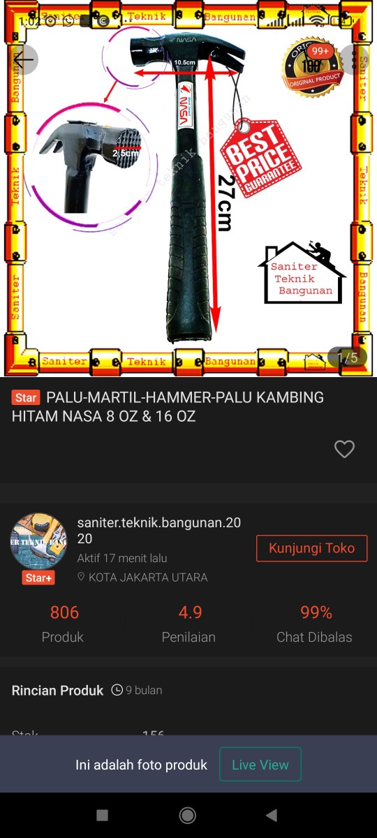 Palu-martil-hammer-palu Kambing Hitam Nasa 8 Oz & 16 Oz