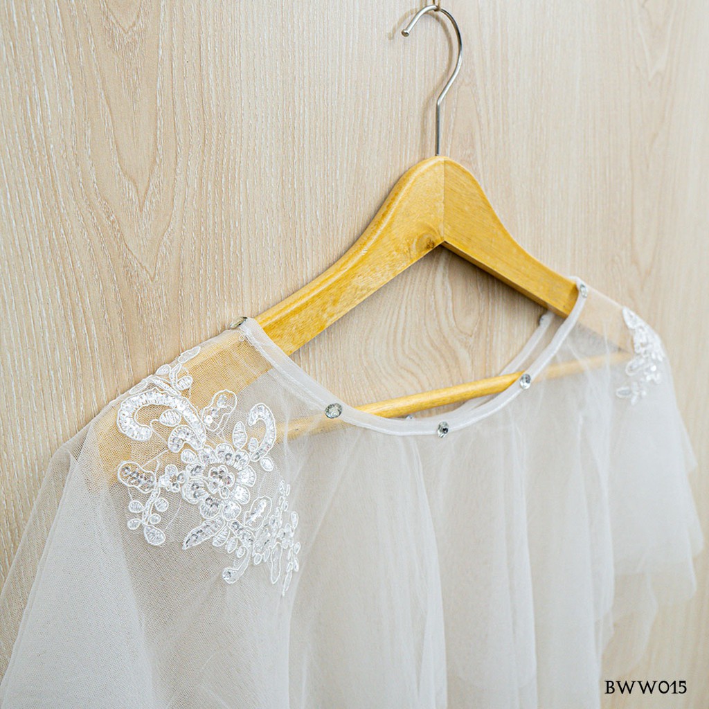 [READY STOCK] BOLERO PESTA LACE AKSESORIS PENGANTIN BROKAT KOREA PUTIH BWW015