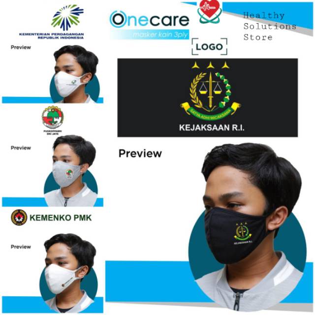 MASKER KAIN HEADLOOP CUSTOM LOGO PERUSAHAAN KOMUNITAS SENDIRI MIN.ORDER 2 LUSIN