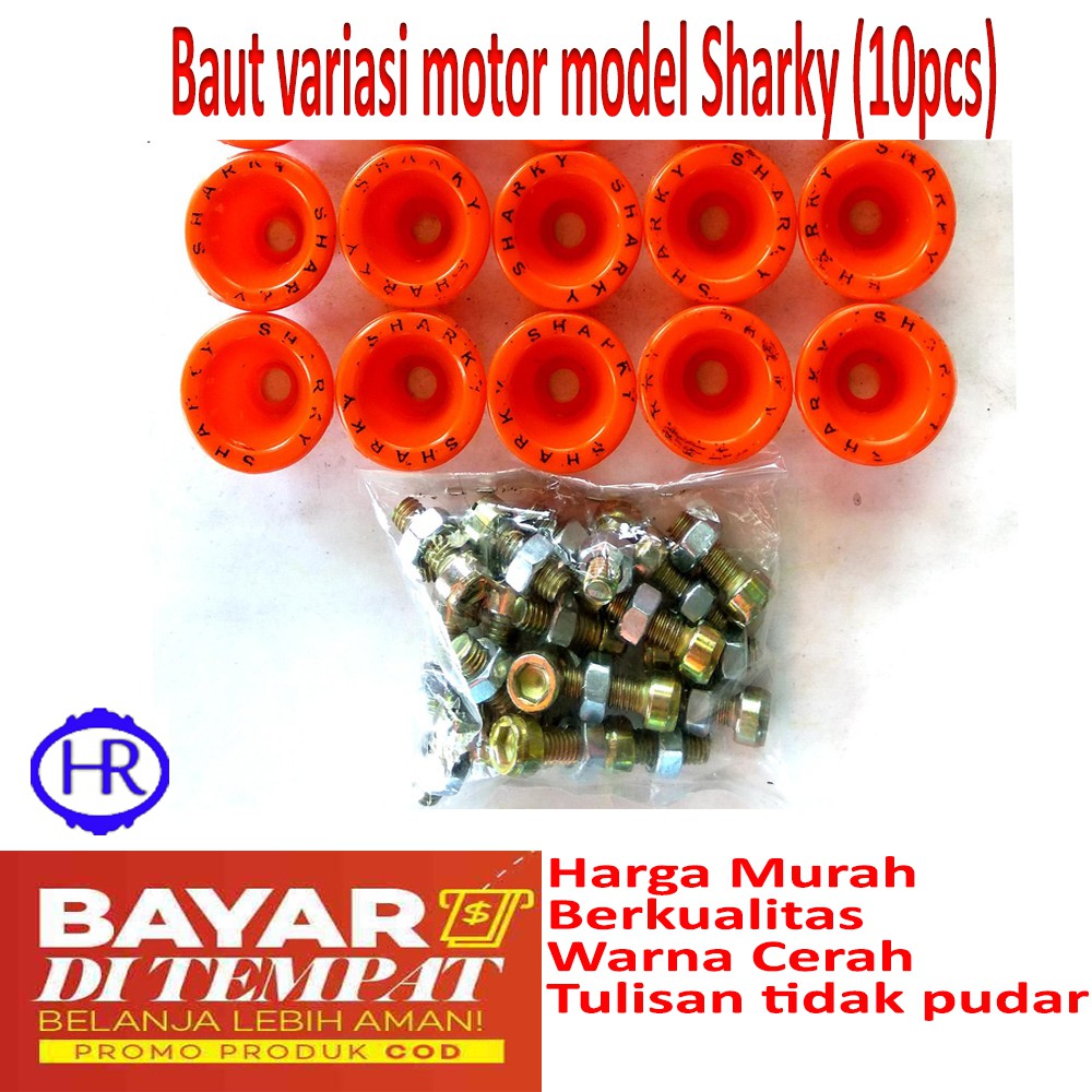 Baut Variasi Motor Model Sharky (10Pcs) Monel + Baut + Mur