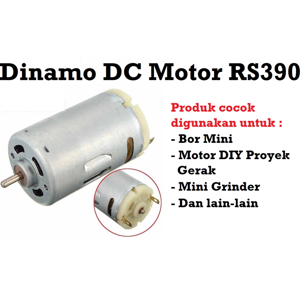 [HAEBOT] Dinamo Motor DC RS390 2.3mm 12V RS 390 Mini Bor Car Kecil Model Mainan DIY Kuat High Speed Power Mikro Brush