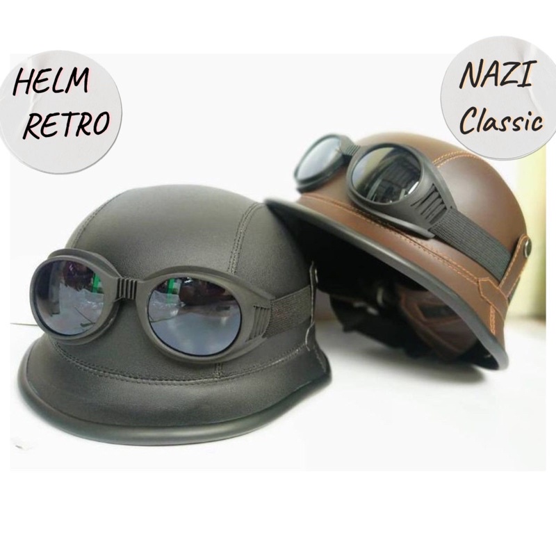 HELM RETRO MILENIAL NAZI CRAZY HITAM / HELM NAZI HITAM / HELM / HELM RETRO NAZI KULIT / HELM KULIT / RETRO