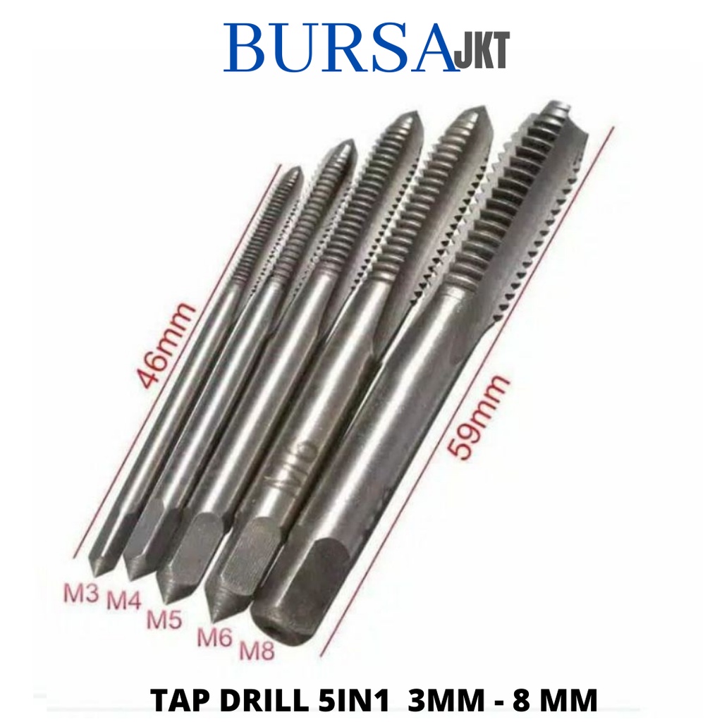 TAP SET SNEI M3 - M12 5 DAN 7 PC HAND TAP PERBAIKAN DRAT MUR BAUT SLEK MATA BOR SAJA