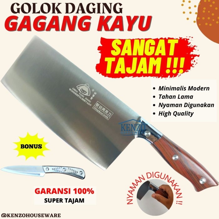 PISAU SET Pisau Golok Daging Cincang Tajam Tebal High Quality Stainless Steel (B3S6) Pisau import Pi