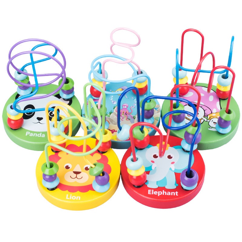 Mini Round Beads Wiregame Matching Game Mainan Balita Wooden Toys Sensory Play Mainan Kayu Mainan Sensorik Anak