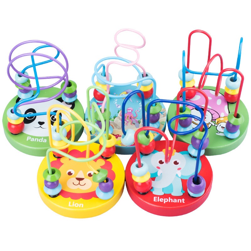 Mini Round Beads Wiregame Matching Game Mainan Balita Wooden Toys Sensory Play Mainan Kayu Mainan Sensorik Anak