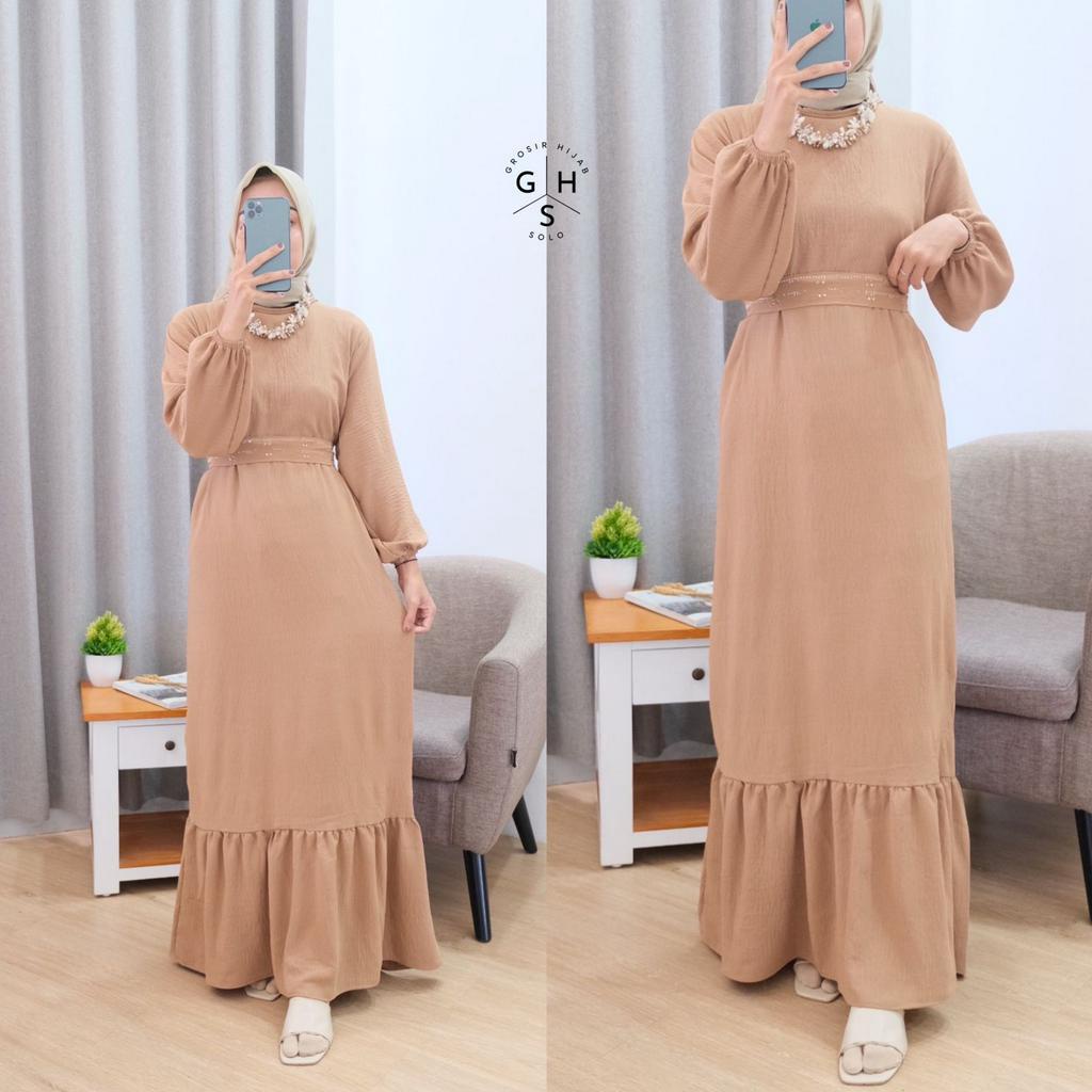 LALITA GAMIS MAXI LEBARAN DRESS DUYUNG ATASAN WANITA CRINCLE AIRFLOW PREMIUM (AMD)