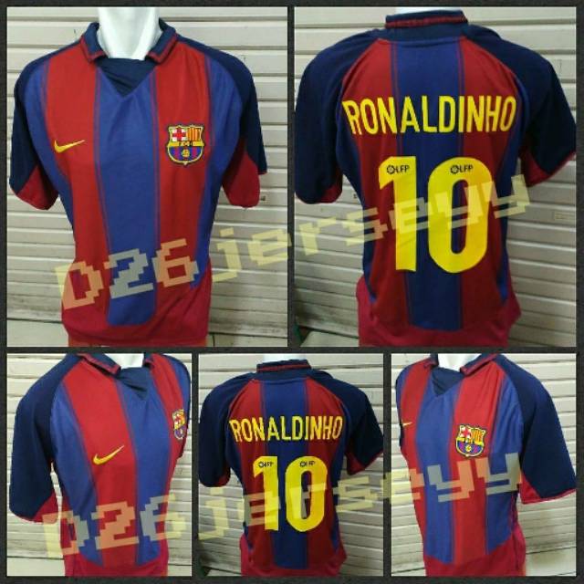 Jersey RETRO Barcelona Home 2003 / 2004 OFFICIAL + Cetak nama FONT RETRO