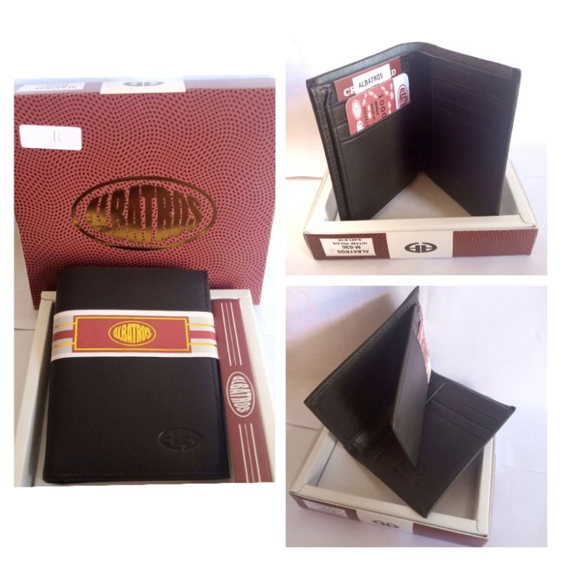 Dompet original ORI kulit asli pria albatros model berdiri lipat buku