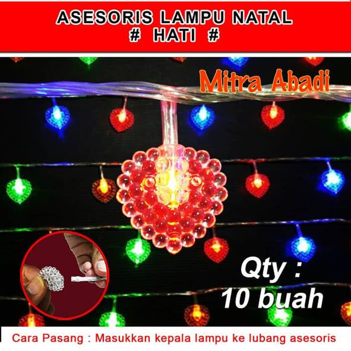 Aksesoris Hiasan Lampu Natal Model Hati 1 SETT = 10 pcs