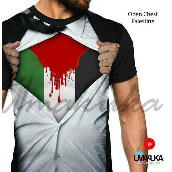 Kaos 3D Fullprint, Open Chest Palestina