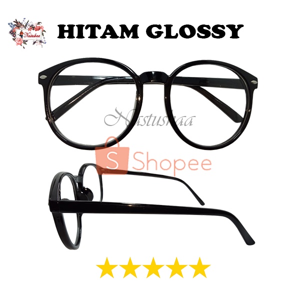 Kacamata Fashion Unisex Korea Frame Plastik Kacamata Gaya Oval Korean Style Retro Untuk Pria dan Wanita FREECASE