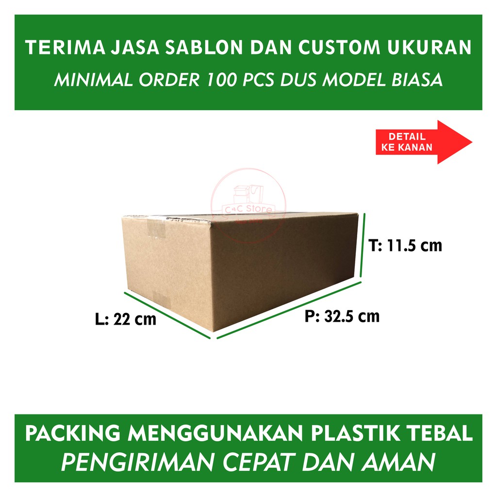 Kardus Karton Box Polos Corrugated 32,5x22x11,5-2