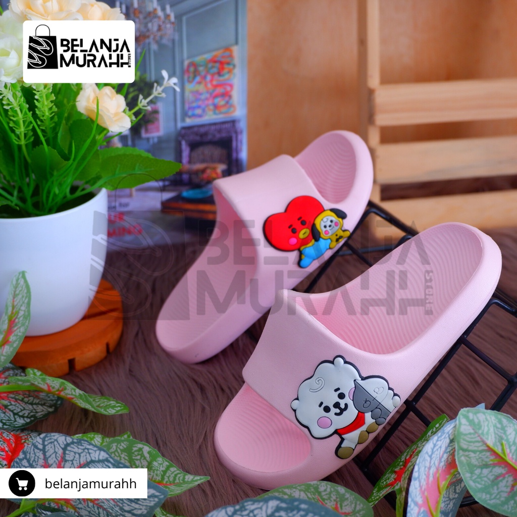 Sendal Slop Anak Anak Laki-Laki perempuan Karakter BTS lucu, Ringan Anti slip Dan tidak licin