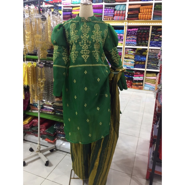 BAJU BODO ORGANZA MOTIF STARMIN WARNA HIJAU BOTOL ATASAN SAJA ATAU SATU SET BISA DIORDER