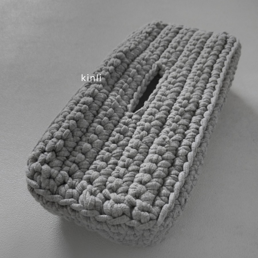 handmade crochet tissue box holder cotton string fluffy yarn