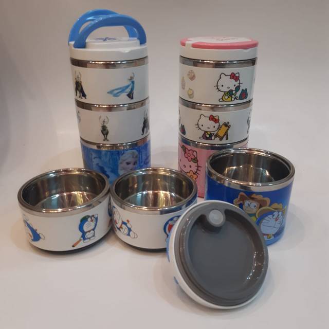 Rantangan 3susun karakter doraemon , frozen,  hellokitty